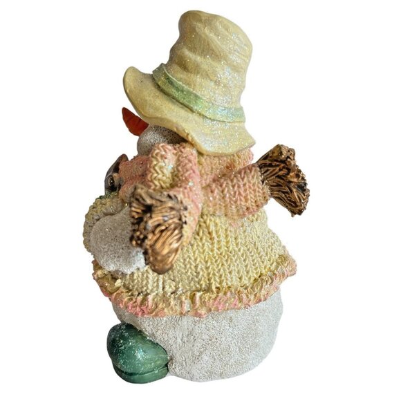 K's Collection Christmas Snowman Figurine Pastel Colors with Glitter Finish Vtg - Picture 4 of 9